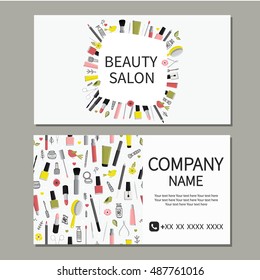 Cute design of business cards for beauty salon. Vector design