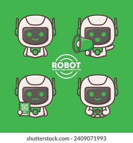 caricatura de diseño lindo personaje robot. ilustración vectorial con estilo de contorno