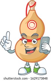 Cute design of chinese wine bottle speaking on the phone