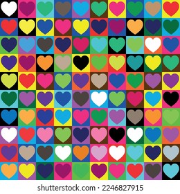 cute design of colored cubes with hearts