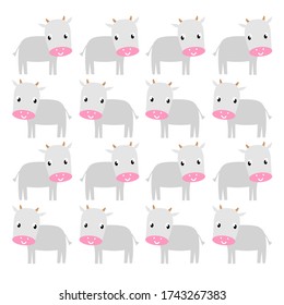 Cute design cows, silver on white