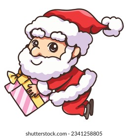 Cute design element cartoon, cartoon illustration of santa claus character elements, Cartoon illustration for children, Vector image.