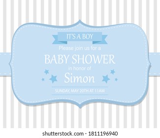 Cute design elements for baby shower invitation. Vector illustration. 