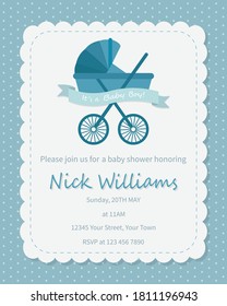 Cute design elements for baby shower invitation. Vector illustration. 