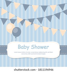 Cute design elements for baby shower invitation. Vector illustration. 