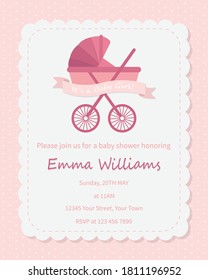 Cute design elements for baby shower invitation. Vector illustration. 