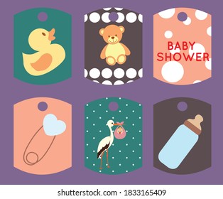 Cute design elements for baby shower. sticker