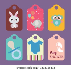 Cute design elements for baby shower. sticker