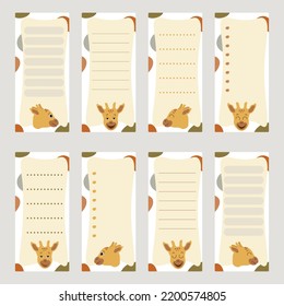 Cute design elements with giraffe for notebook, diary, stickers