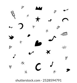 Cute design elements isolated on white background. Doodle style elements