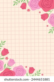 Cute design frame of red and pink roses