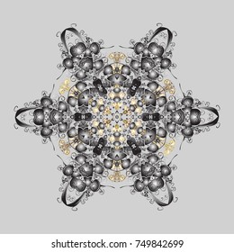 Cute design. Gray, brown and neutral snowflakes. Vector illustration. Christmas background with snowflakes abstract background. Holiday design for Christmas, New Year fashion prints.