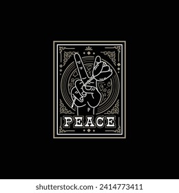 diseño lindo con las manos en una pose de paz para pegatinas o ropa u otra cosa