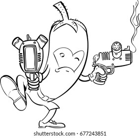 Cute design with mashed zucchini with guns.