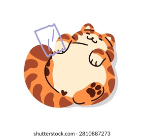 Cute design of paper memo with shape of cat. Funny template of reminder with place for text. Post for notes clipped on wall with sticky, adhesive tape. Flat isolated vector illustration on white