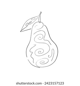 cute design Pear doodle art.