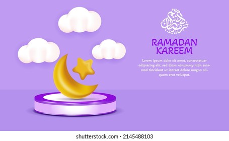 diseño lindo podio ramadan kareem, fondo púrpura