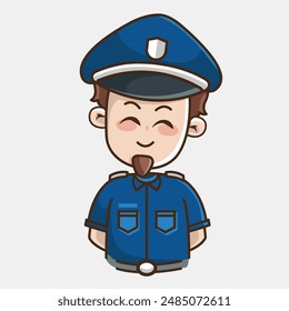 A cute design of a police officer in chibi style