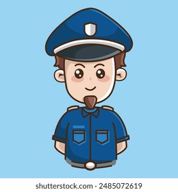 Un lindo diseño de un oficial de policía en estilo chibi