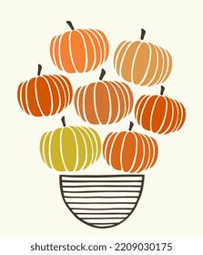 Cute design with pumpkins on a vase.