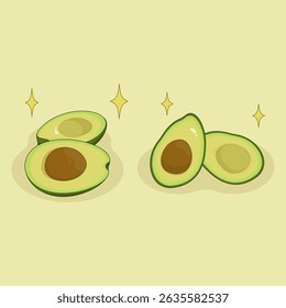 cute design of sliced ​​avocado