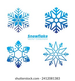 cute design of snowflake collections vector element set. pack of flat snowflakes vector logo icon mascot.