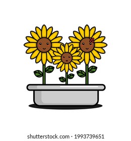 cute design of sunflower,cute style for t shirt, sticker, logo element