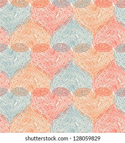 Cute design template with seamless abstract texture. Hearts netting background