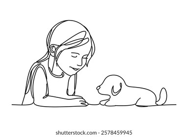 A cute design that reflects the happy moment of a girl playing with her dog with the simplicity of line art. It emphasizes the importance of pets in urban life.