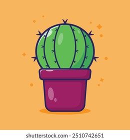 Cute design vector exotic plant of cactus illustration. Icon mascot symbol of Tropical desert plant