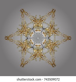 Cute design. Vector illustration. Gray, brown and beige snowflakes. Holiday design for Christmas, New Year fashion prints. Christmas background with snowflakes abstract background.