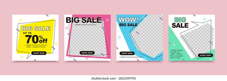 Cute designed social media template with hand drawing style, suitable for brand building or promotion