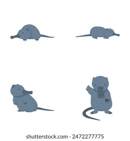 Cute desman icons set cartoon vector. Mammal of mole family. Wildlife animal