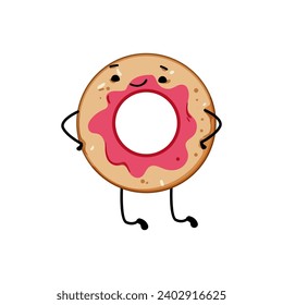 cute dessert character cartoon. food cake, funny happy, sweet coffee cute dessert character sign. isolated symbol vector illustration