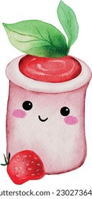 Cute dessert character watercolor illustration- Different expression