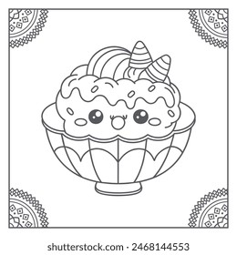 Cute Dessert Coloring page Illustration