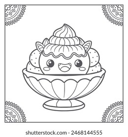 Cute Dessert Coloring page Illustration