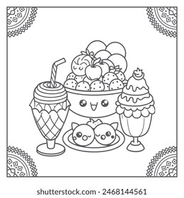 Cute Dessert Coloring page Illustration