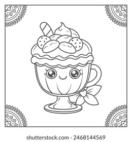 Cute Dessert Coloring page Illustration