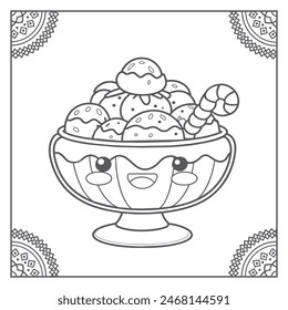 Lindo postre para colorear ilustración de página
