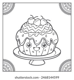 Cute Dessert Coloring page Illustration