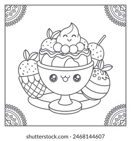 Nette Dessert Färbung Seite Illustration