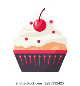 Cute dessert gourmet cupcake icon isolated