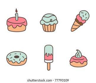 Cute dessert icons