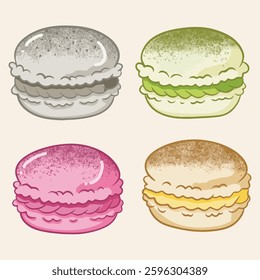 CUTE DESSERT MACAROON DIGITAL ILLUSTRATION