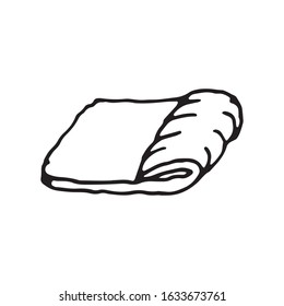 Cute dessert pie hand drawn vector doodle illustration. Black outlines Isolated on white background. Cute decorative element for cafe or restaurant menu design, food infographic and printed materials.