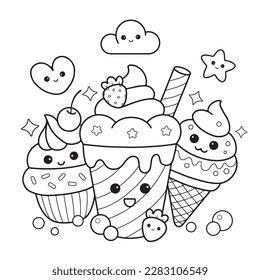Free Vector  Hand drawn kawaii coloring book with ice cream