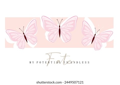 cute detailed butterflies flying over a pink box, ideal for stamping, posters, dedications, etc. abstract image.