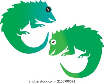 Cute detailed pet iguana cartoon style vector illustration isolated on white.Perfect for logo animal.