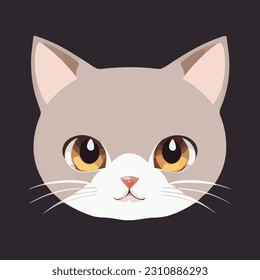 Cute detailed vector illustration of a cat's face